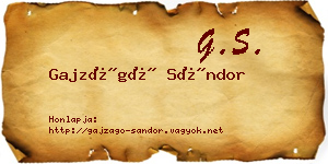 Gajzágó Sándor névjegykártya